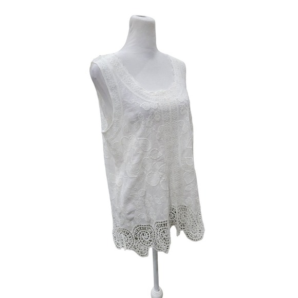RD & Koko Embroidered Coastal Boho Lightweight Tank Top Size Large White - Picture 9 of 14